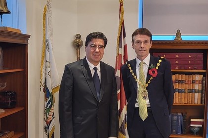 Ambassador Tihomir Stoytchev met with the Right Worshipful Lord Mayor of Westminster Robert Rigby at the Westminster City Hall