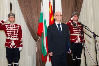 Bulgarian honour guardsmen at the March 3 celebrations in Skopje